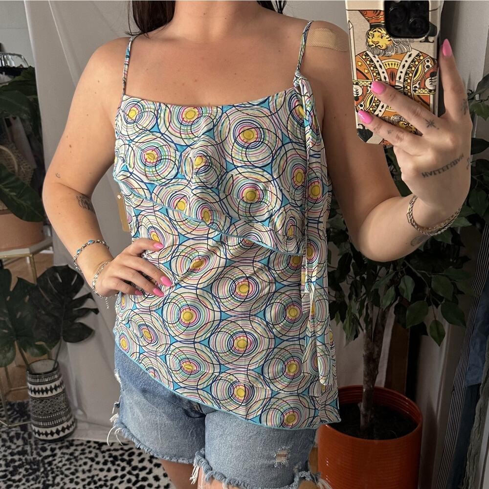 Y2K I.E. Colorful Assymetrical Cami Top Petite Medium NWT